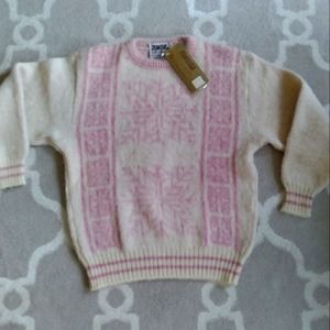 Women's Pure Wool Sweater Canadian Snowflake Fair Isle Sz Small Ski Bunny